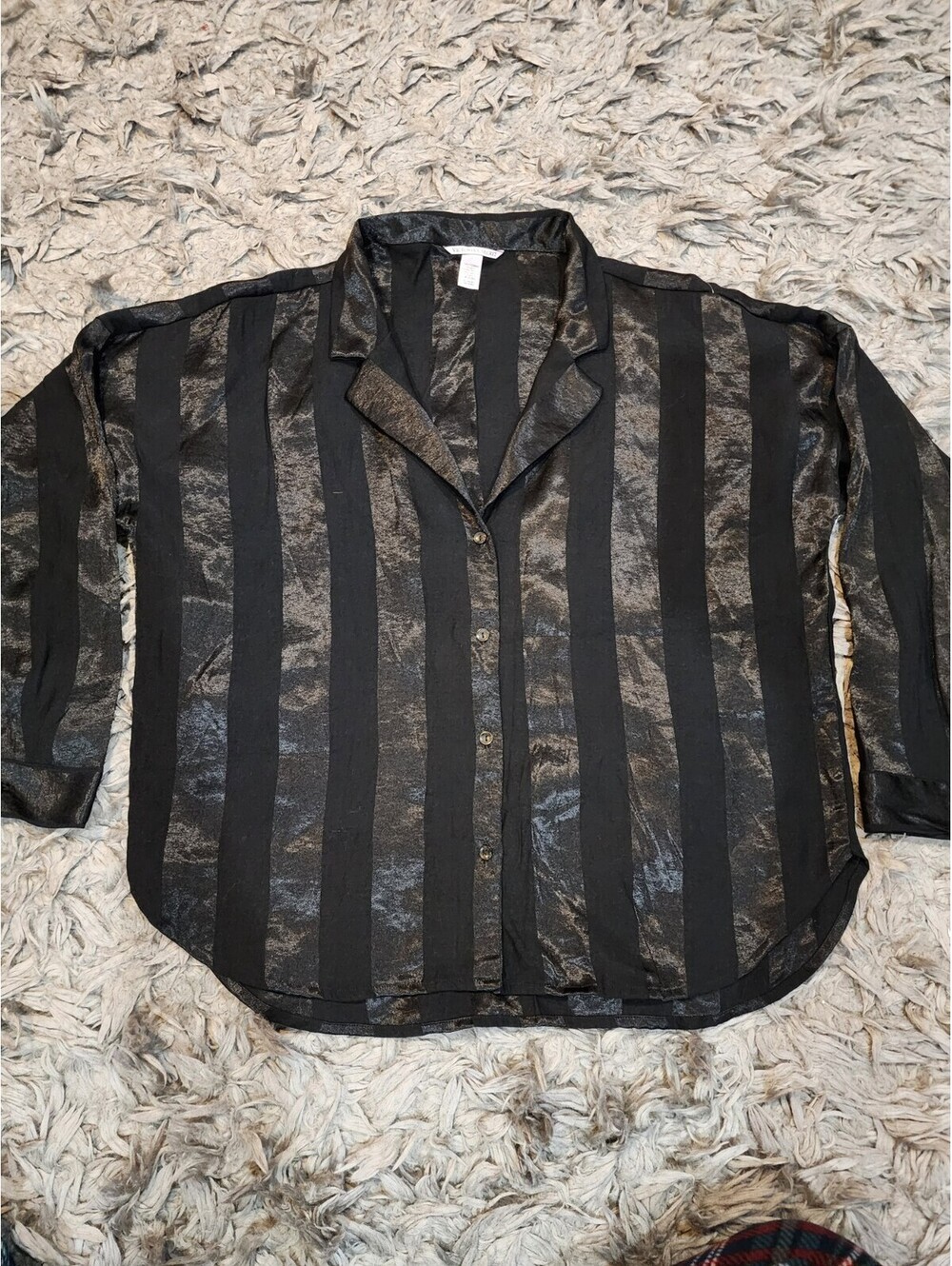Victoria Secret Xl Black Pijama De Dormir Manga Larga De Rayas 170/108A RN54867